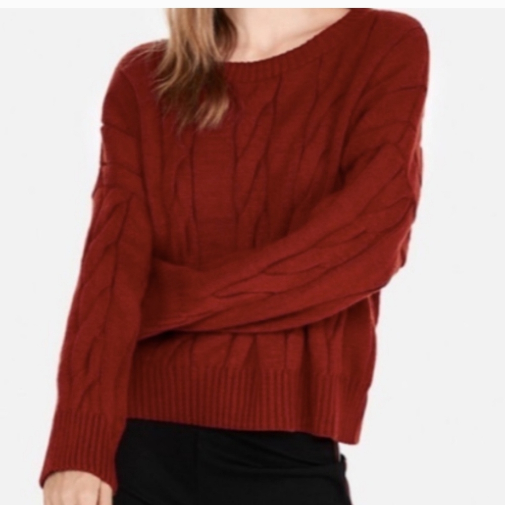 Express Like New Oversized Cropped Rust Sweater